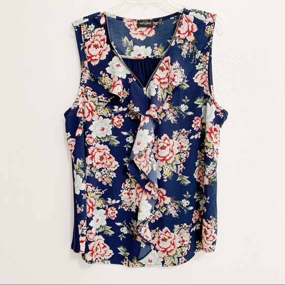 Tempted Tops - Tempted Floral Sleeveless Blouse